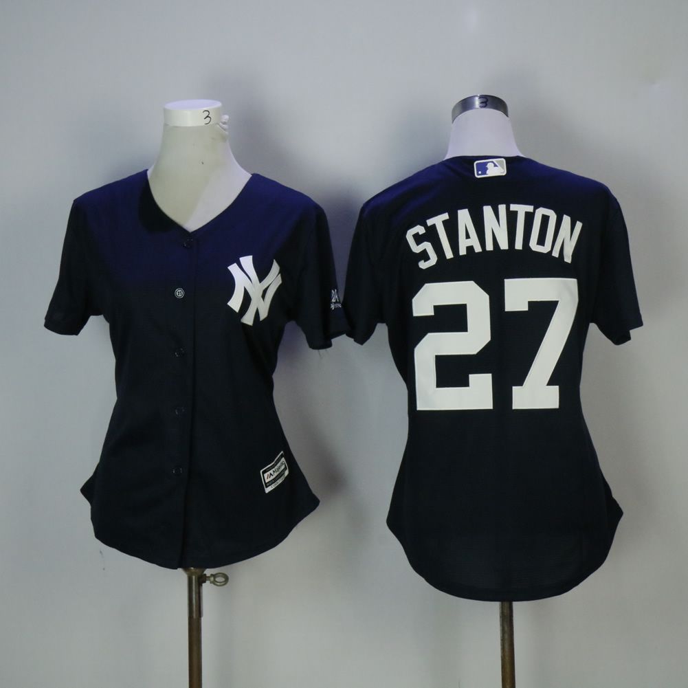 Women New York Yankees #27 Stanton Blue MLB Jerseys